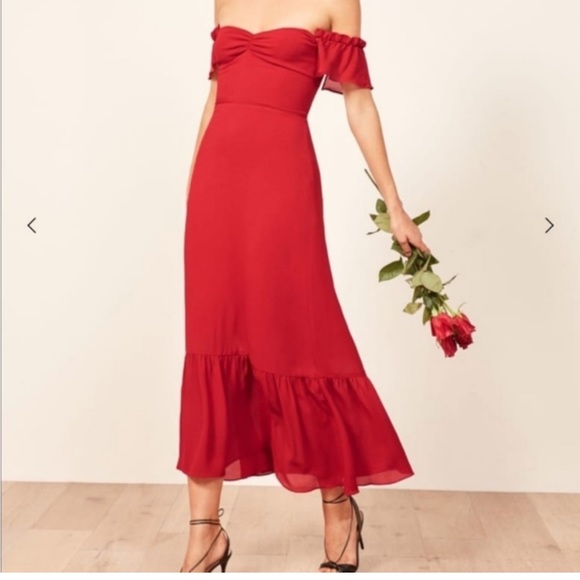 Reformation butterfly dress cherry red - Picture 3 of 4